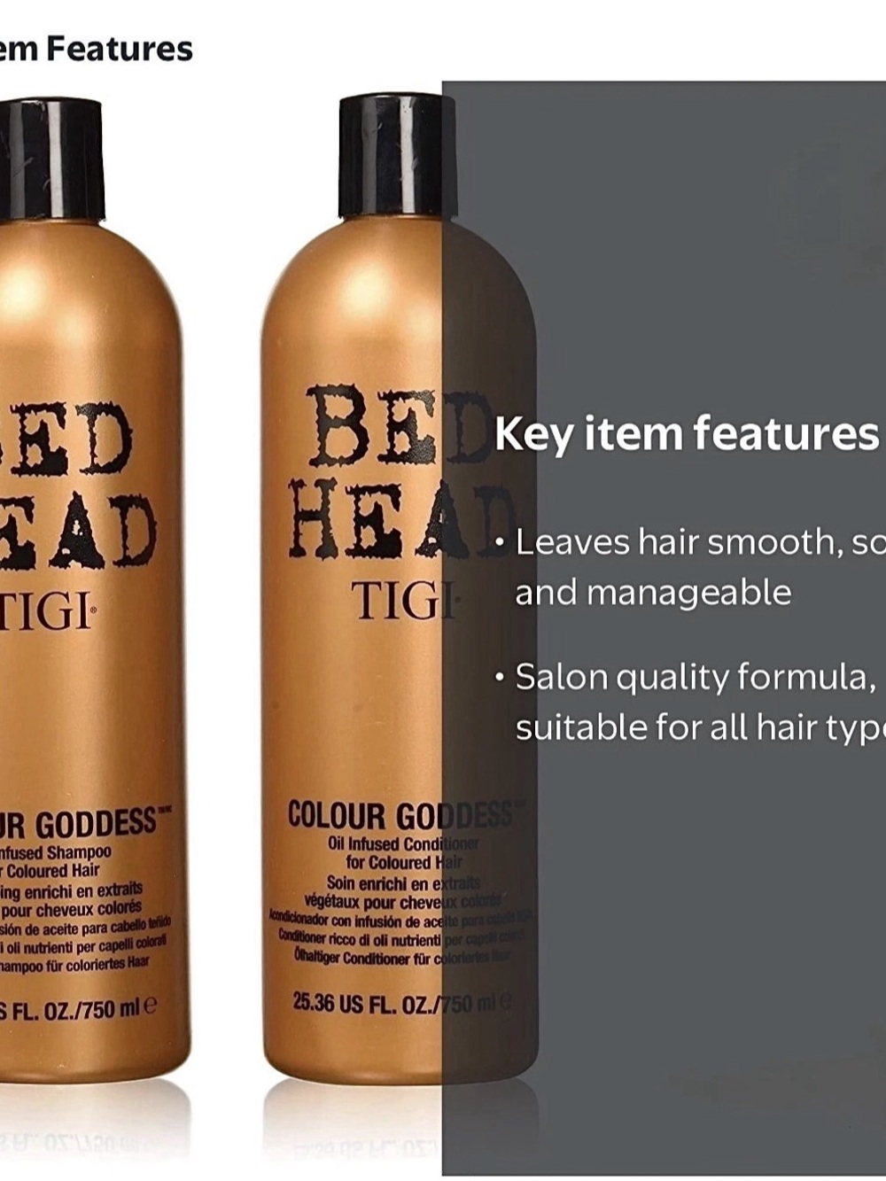 Bed Head TIGI Colour Goddess Oil Infused Shampoo and Conditioner 25.36oz./750ml